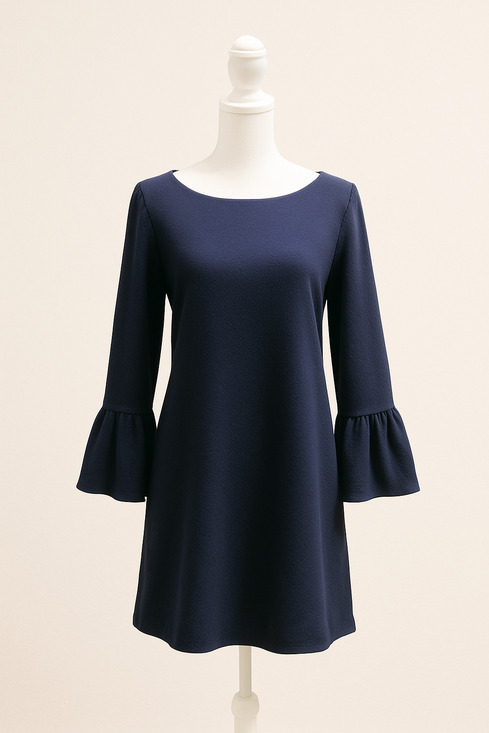 J.Crew Dresses & Skirts - J.Crew Dress Medium Navy Ruffled Bell Sleeve Shift Sheath Classic Work Cocktail